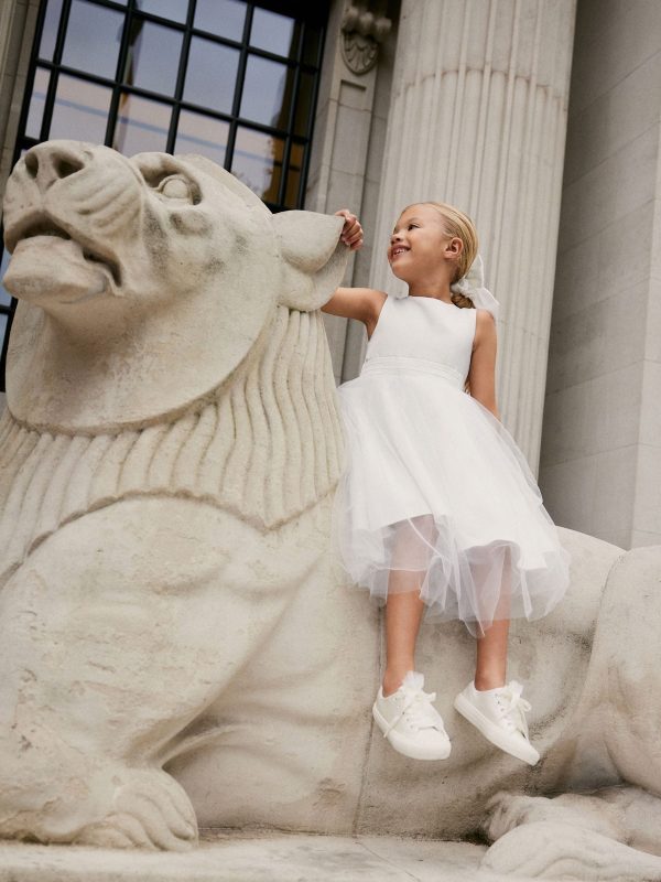 Nigflower54284 White Flower Girl Bow Dress (3mths-16yrs) - Image 2