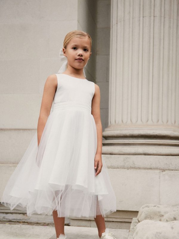 Nigflower54284 White Flower Girl Bow Dress (3mths-16yrs) - Image 3