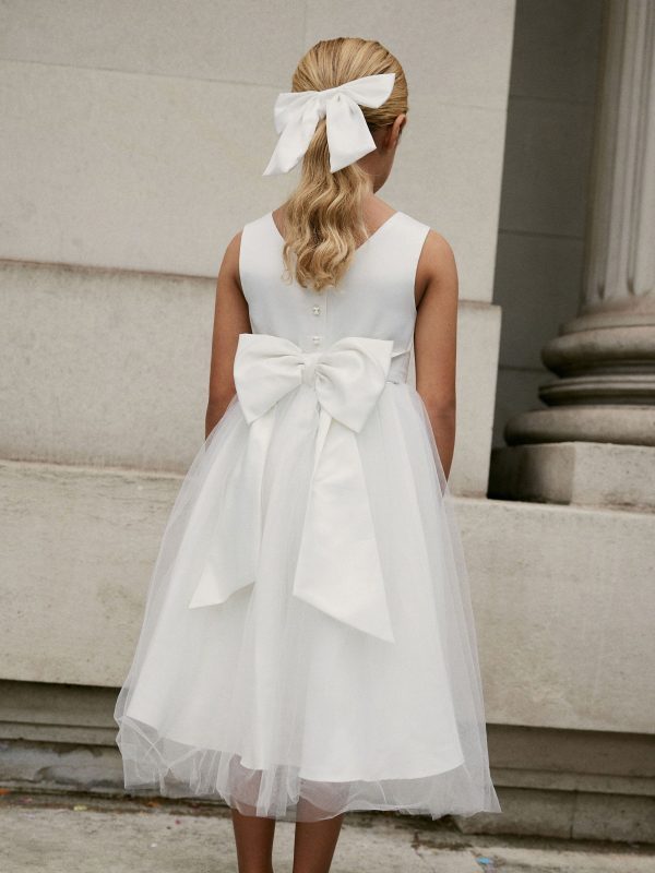 Nigflower54284 White Flower Girl Bow Dress (3mths-16yrs) - Image 4