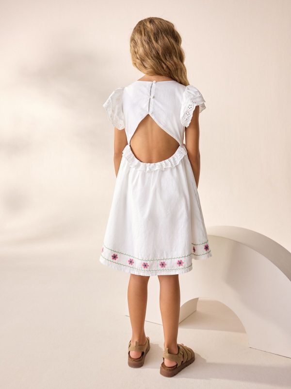 Nigflower54288 White Embroidered Summer Dress (3-16yrs) - Image 2