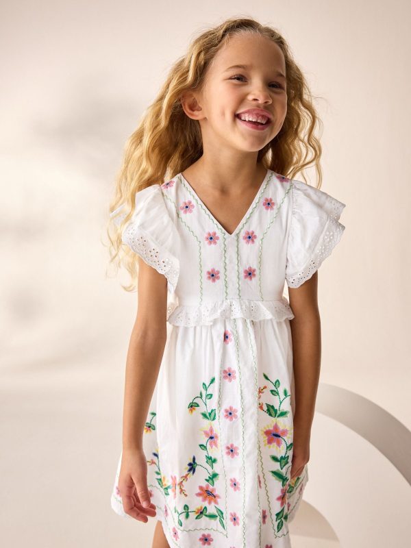 Nigflower54288 White Embroidered Summer Dress (3-16yrs) - Image 3