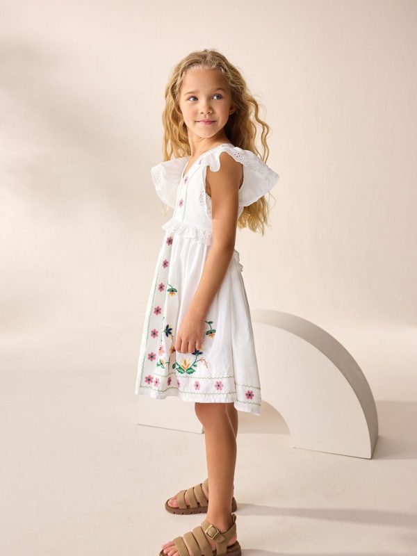 Nigflower54288 White Embroidered Summer Dress (3-16yrs) - Image 4