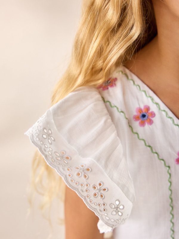 Nigflower54288 White Embroidered Summer Dress (3-16yrs) - Image 5