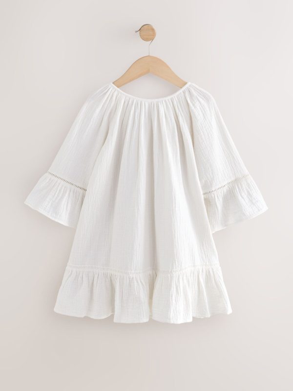 Nigflower54281 White 100% Cotton Beach Kaftan Dress (3-16yrs) - Image 5