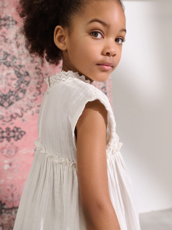 Nigflower54290 White Crochet Trim Summer Dress (3-16yrs) - Image 3