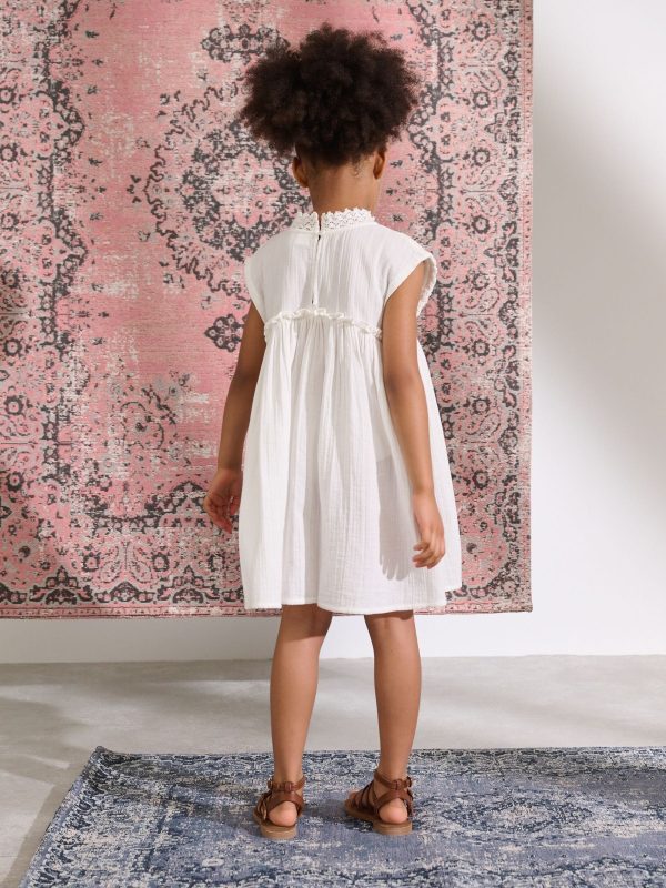 Nigflower54290 White Crochet Trim Summer Dress (3-16yrs) - Image 4