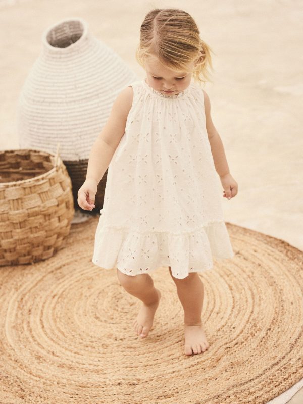 Nigflower54280 White Sleeveless Broderie Summer Dress (3mths-8yrs)