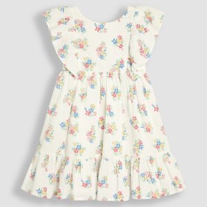 Nigflower54291 White Frill Back Summer 100% Cotton Dress