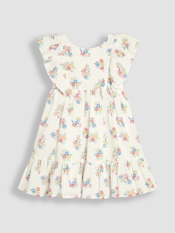 Nigflower54291 White Frill Back Summer 100% Cotton Dress