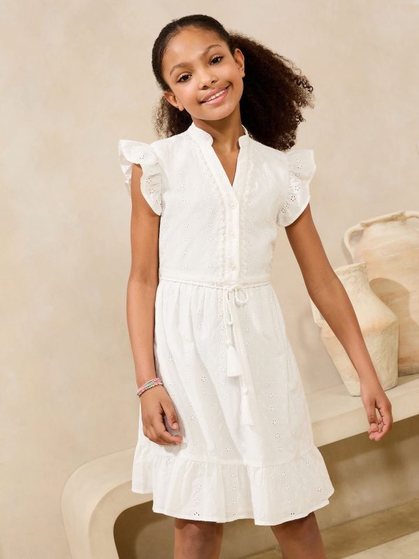 Nigflower54285 White Broderie Shirt Holiday Dress (5-16yrs)