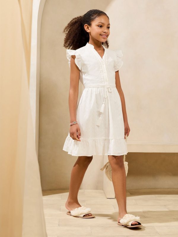 Nigflower54285 White Broderie Shirt Holiday Dress (5-16yrs) - Image 3