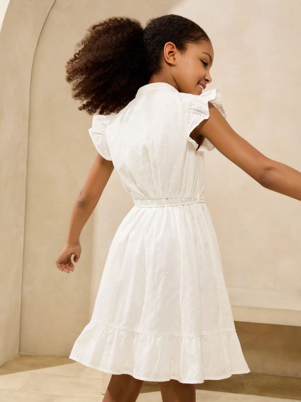 Nigflower54285 White Broderie Shirt Holiday Dress (5-16yrs) - Image 4