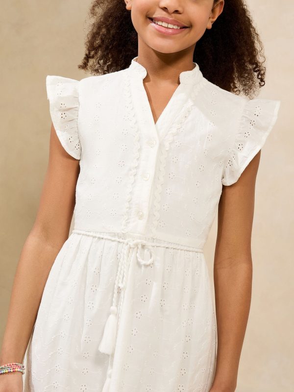 Nigflower54285 White Broderie Shirt Holiday Dress (5-16yrs) - Image 5