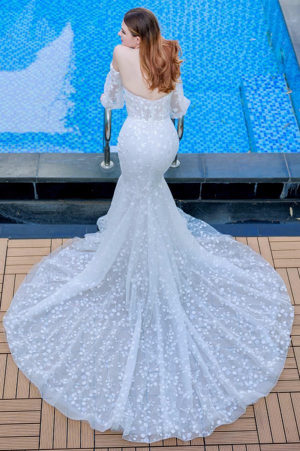 Nigflower54222 Trumpet-Mermaid Chapel Train Lace Wedding Dress - Image 3