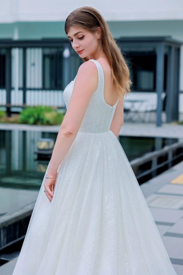 Nigflower54221 A-Line Chapel Train Glitter Wedding Dress - Image 4