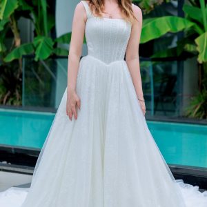 Nigflower54221 A-Line Chapel Train Glitter Wedding Dress