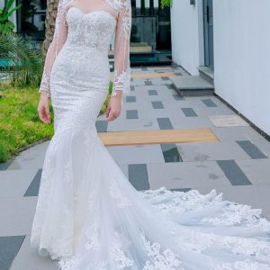 Nigflower54223 Trumpet-Mermaid Chapel Train Lace Sequined Wedding Dress
