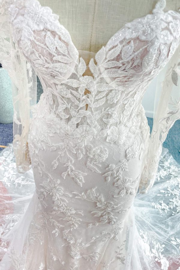 Nigflower54233 Trumpet-Mermaid Chapel Train Lace Tulle Wedding Dress - Image 9