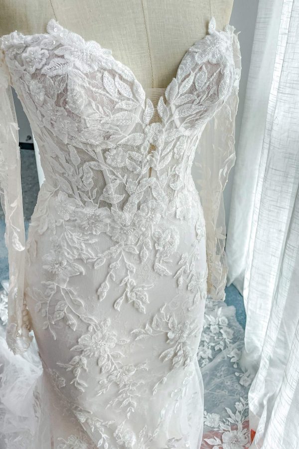 Nigflower54233 Trumpet-Mermaid Chapel Train Lace Tulle Wedding Dress - Image 10