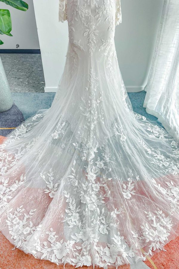 Nigflower54233 Trumpet-Mermaid Chapel Train Lace Tulle Wedding Dress - Image 12