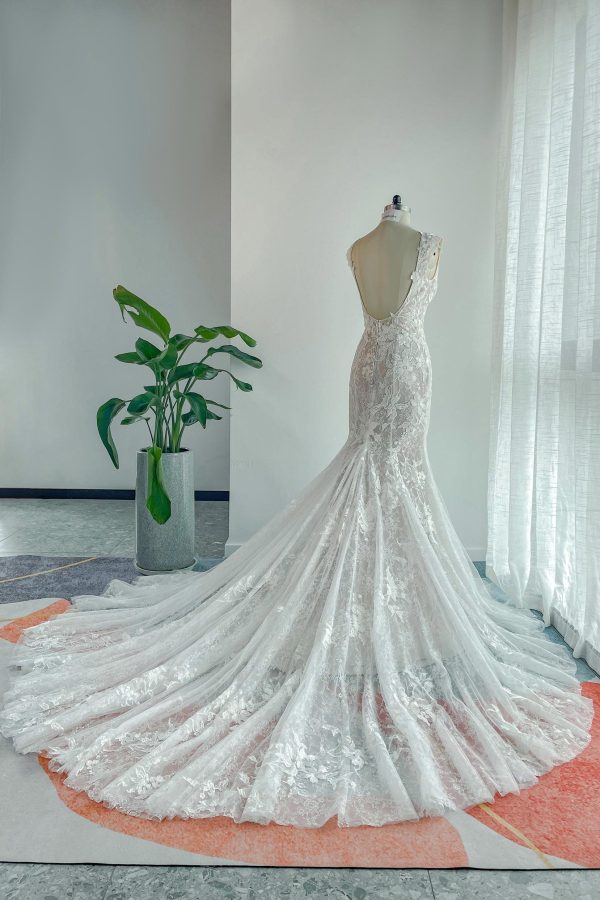 Nigflower54234 Trumpet-Mermaid Chapel Train Lace Tulle Wedding Dress - Image 2