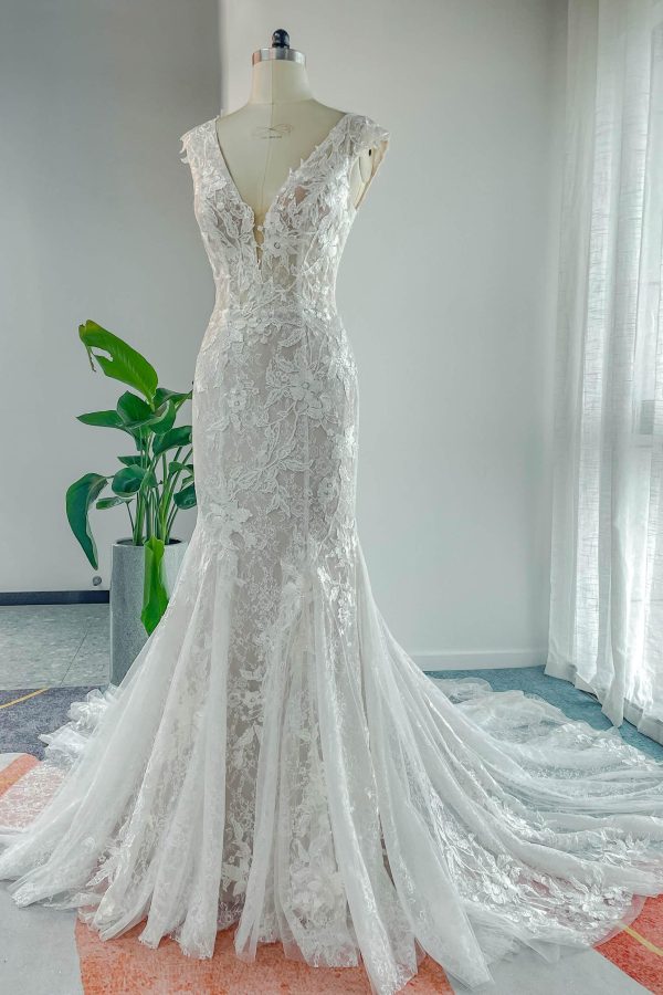 Nigflower54234 Trumpet-Mermaid Chapel Train Lace Tulle Wedding Dress - Image 4