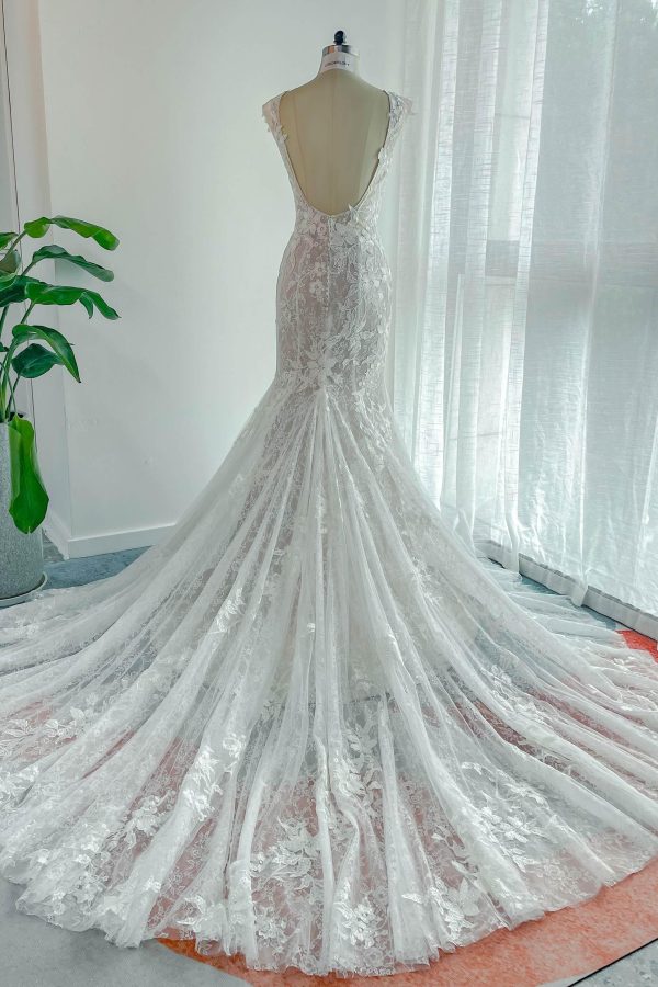 Nigflower54234 Trumpet-Mermaid Chapel Train Lace Tulle Wedding Dress - Image 5