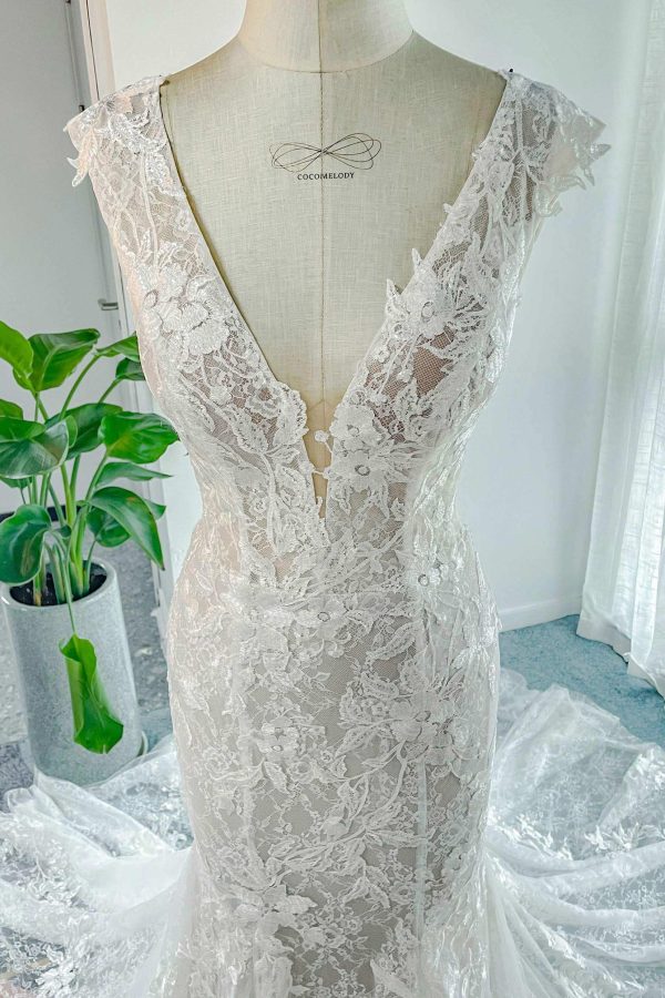 Nigflower54234 Trumpet-Mermaid Chapel Train Lace Tulle Wedding Dress - Image 6