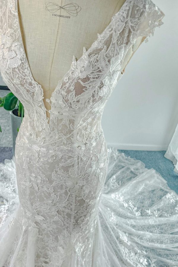 Nigflower54234 Trumpet-Mermaid Chapel Train Lace Tulle Wedding Dress - Image 7