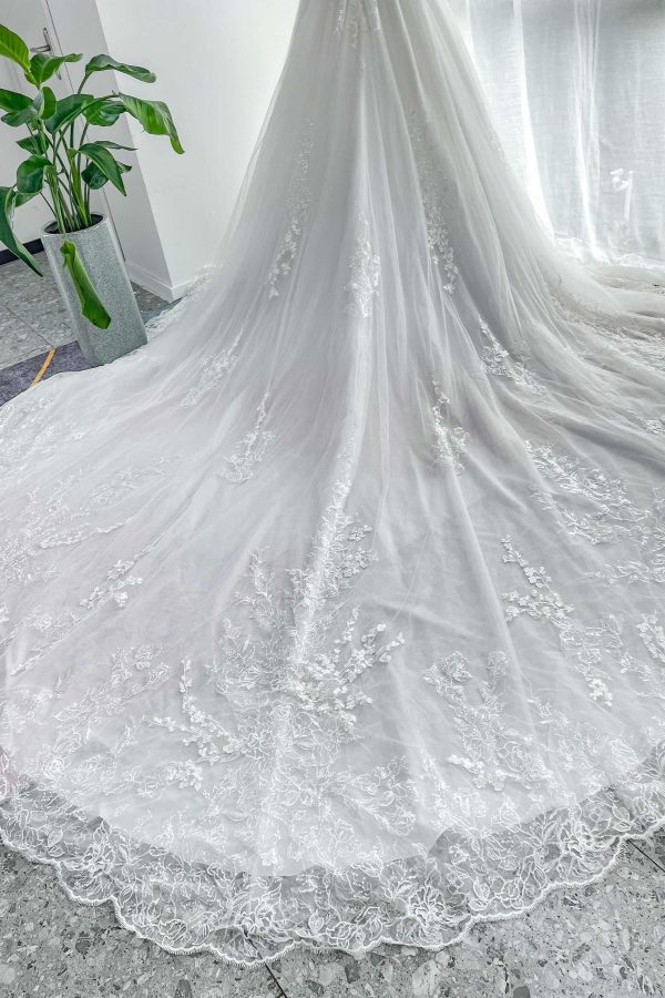 Nigflower54232 A-Line Cathedral Train Lace Tulle Wedding Dress - Image 12