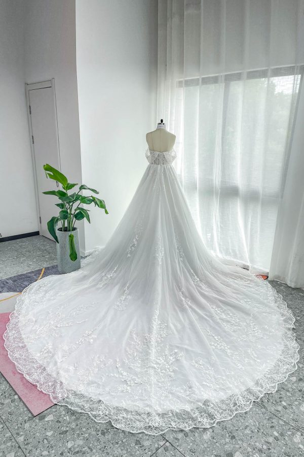 Nigflower54232 A-Line Cathedral Train Lace Tulle Wedding Dress - Image 2