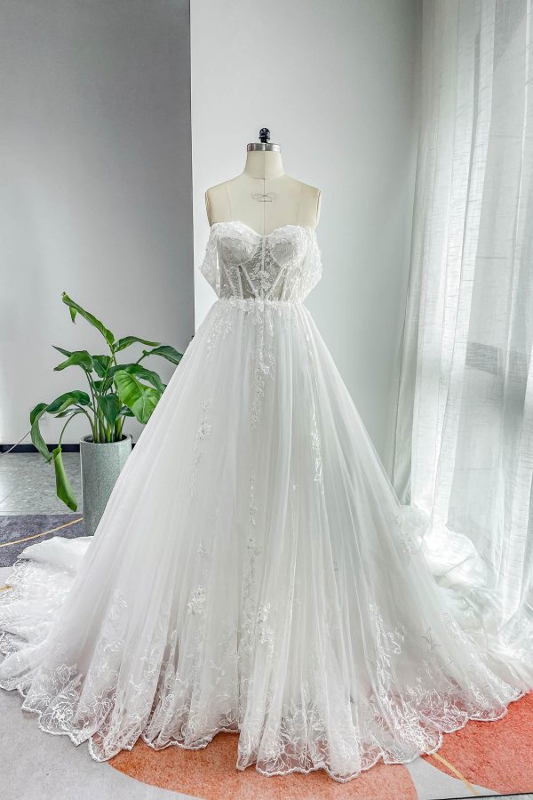 Nigflower54232 A-Line Cathedral Train Lace Tulle Wedding Dress - Image 5
