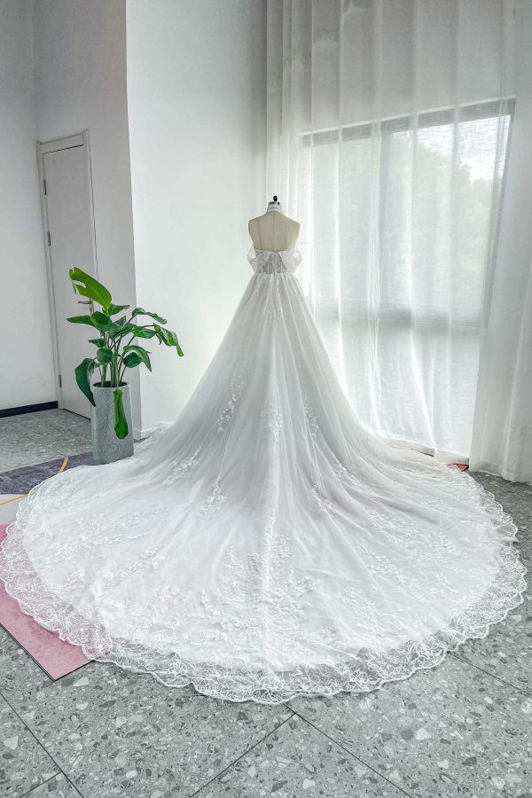 Nigflower54232 A-Line Cathedral Train Lace Tulle Wedding Dress - Image 6