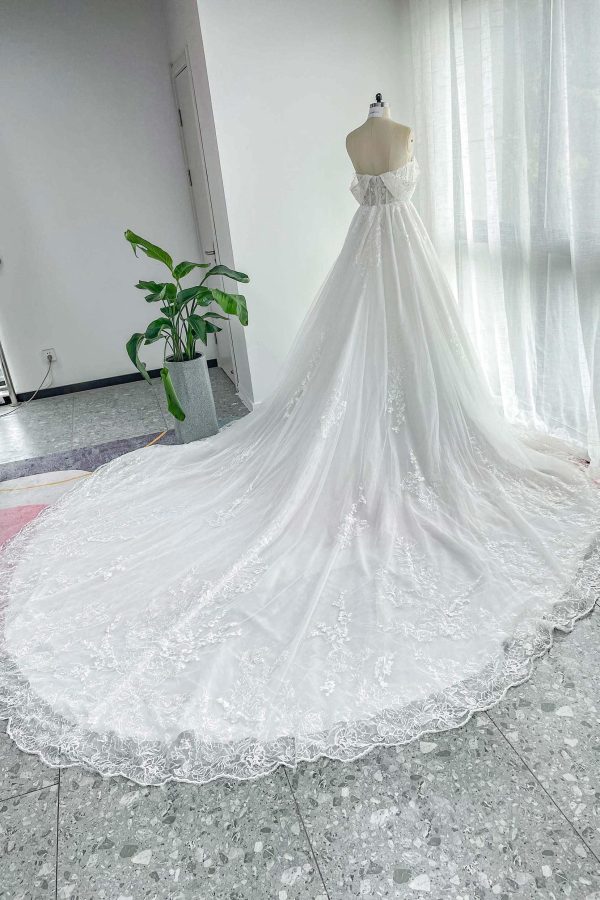 Nigflower54232 A-Line Cathedral Train Lace Tulle Wedding Dress - Image 7