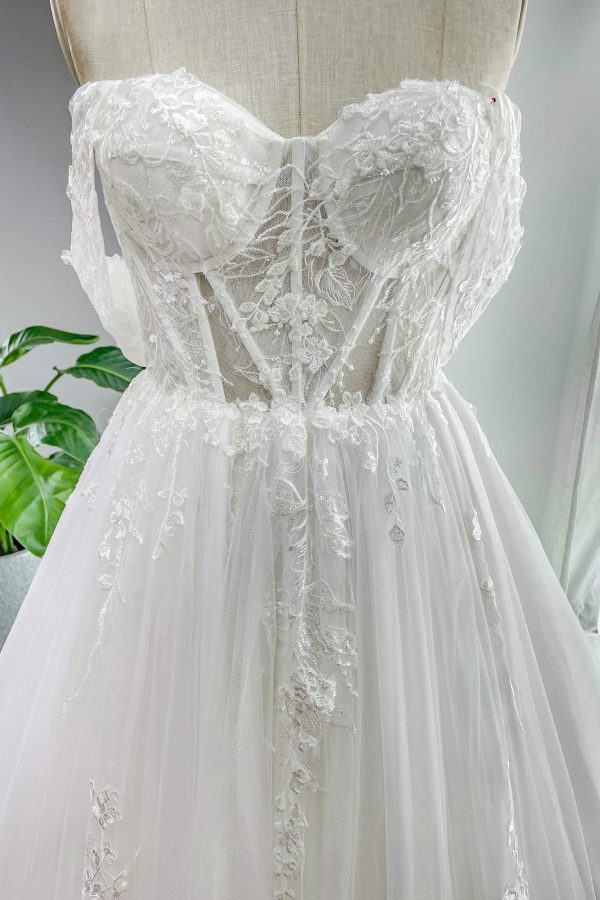 Nigflower54232 A-Line Cathedral Train Lace Tulle Wedding Dress - Image 8