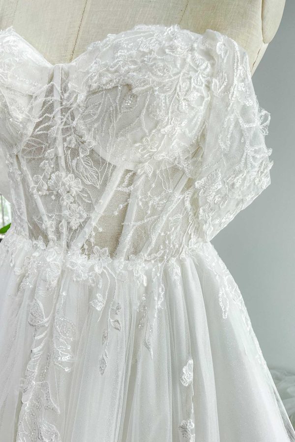 Nigflower54232 A-Line Cathedral Train Lace Tulle Wedding Dress - Image 9