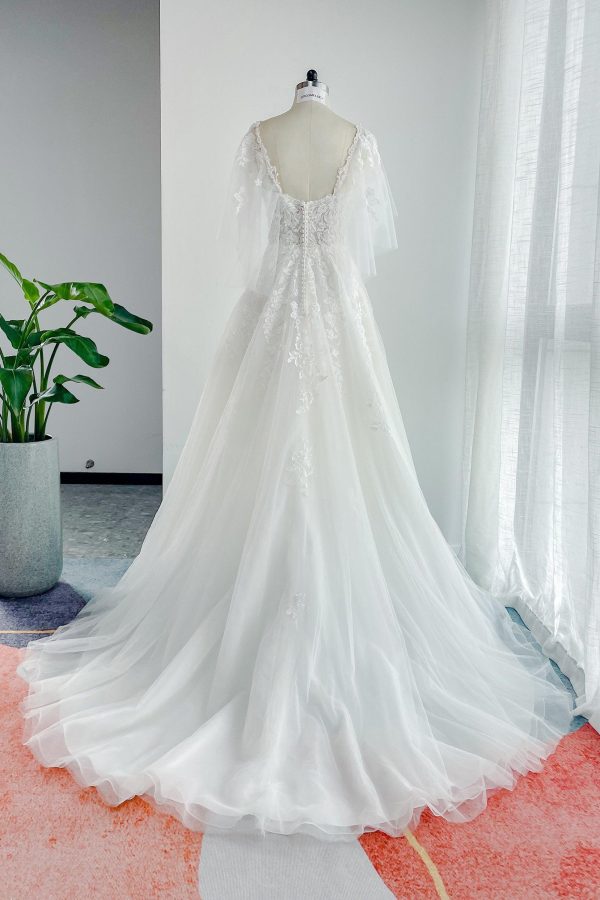 Nigflower54236 A-Line Court Train Lace Tulle Wedding Dress - Image 6