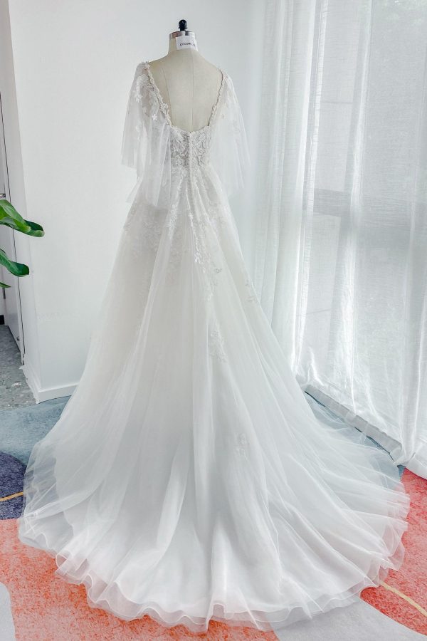 Nigflower54236 A-Line Court Train Lace Tulle Wedding Dress - Image 7