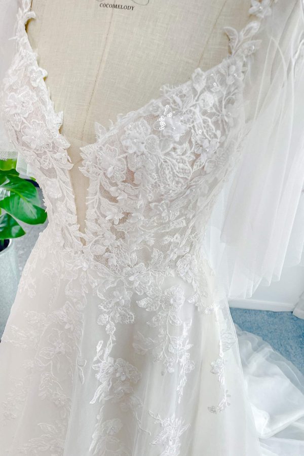 Nigflower54236 A-Line Court Train Lace Tulle Wedding Dress - Image 8