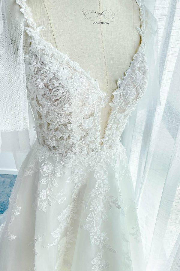 Nigflower54236 A-Line Court Train Lace Tulle Wedding Dress - Image 9
