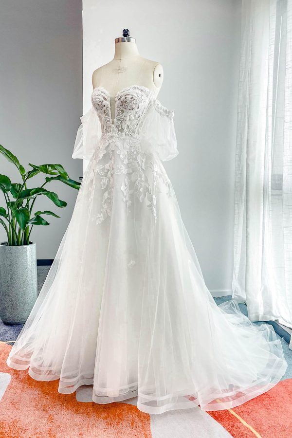 Nigflower54231 A-Line Court Train Lace Tulle Wedding Dress - Image 5