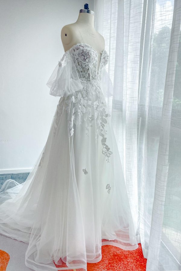 Nigflower54231 A-Line Court Train Lace Tulle Wedding Dress - Image 6