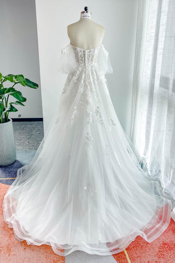 Nigflower54231 A-Line Court Train Lace Tulle Wedding Dress - Image 7