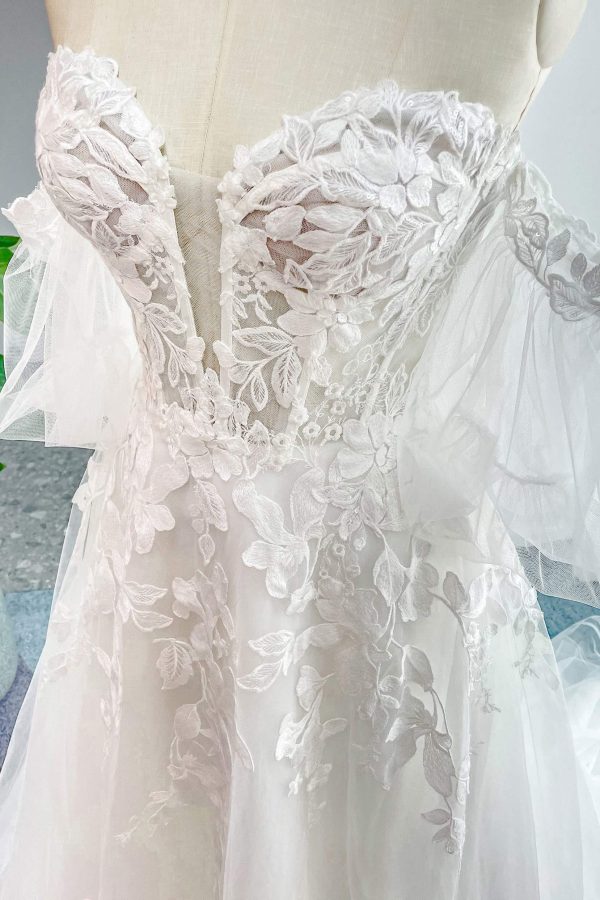 Nigflower54231 A-Line Court Train Lace Tulle Wedding Dress - Image 8