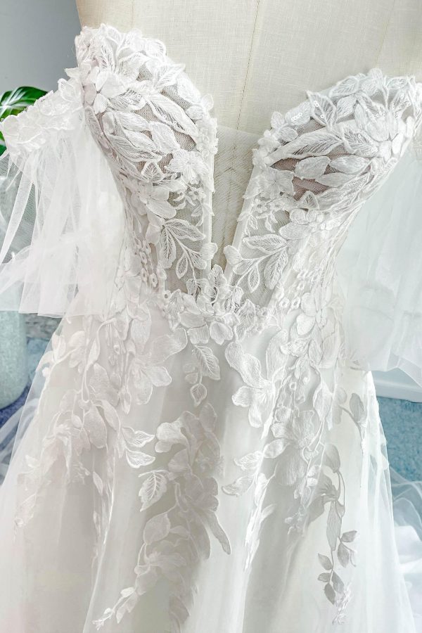 Nigflower54231 A-Line Court Train Lace Tulle Wedding Dress - Image 9