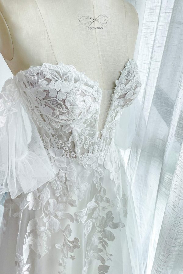 Nigflower54231 A-Line Court Train Lace Tulle Wedding Dress - Image 10