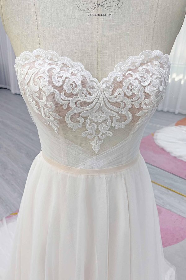 Nigflower54238 A-Line Court Train Lace Tulle Wedding Dress - Image 7