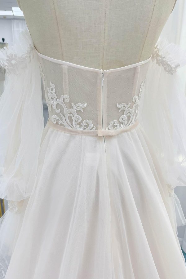 Nigflower54238 A-Line Court Train Lace Tulle Wedding Dress - Image 8