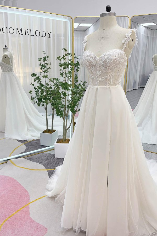 Nigflower54237 A-Line Court Train Lace Tulle Wedding Dress - Image 5