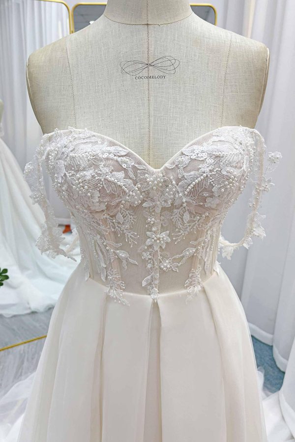 Nigflower54237 A-Line Court Train Lace Tulle Wedding Dress - Image 6